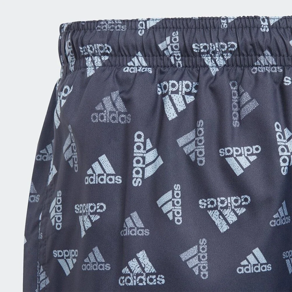 Adidas Classics Swim Shorts Kids Medium Navy Logo Print Elastic Waist JDM1194